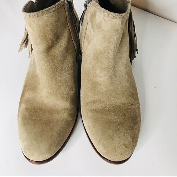 Sam Edelman Tan Suede Fringe Ankle Boots - Picture 4 of 11